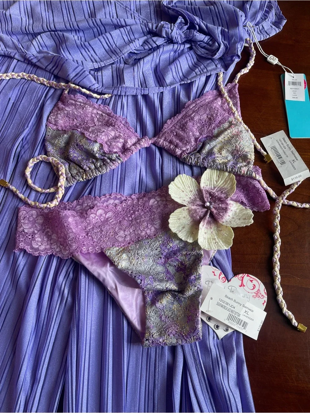 NWT beach bunny coverup size M and matching bikini set size XL - Picture 1 of 16